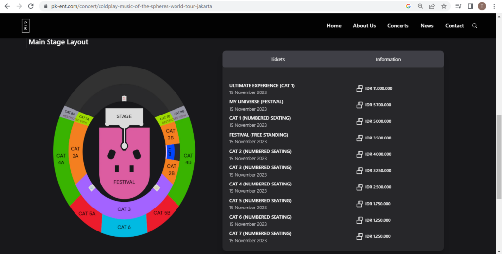 Tiket Coldplay